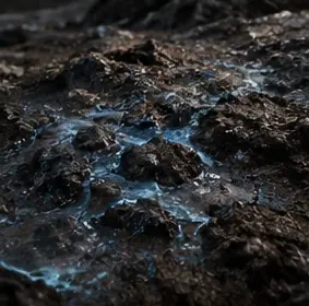 Traces of blue Aether in dark soil
