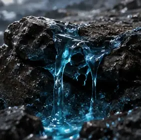 Liquid Aether spilling over black stone